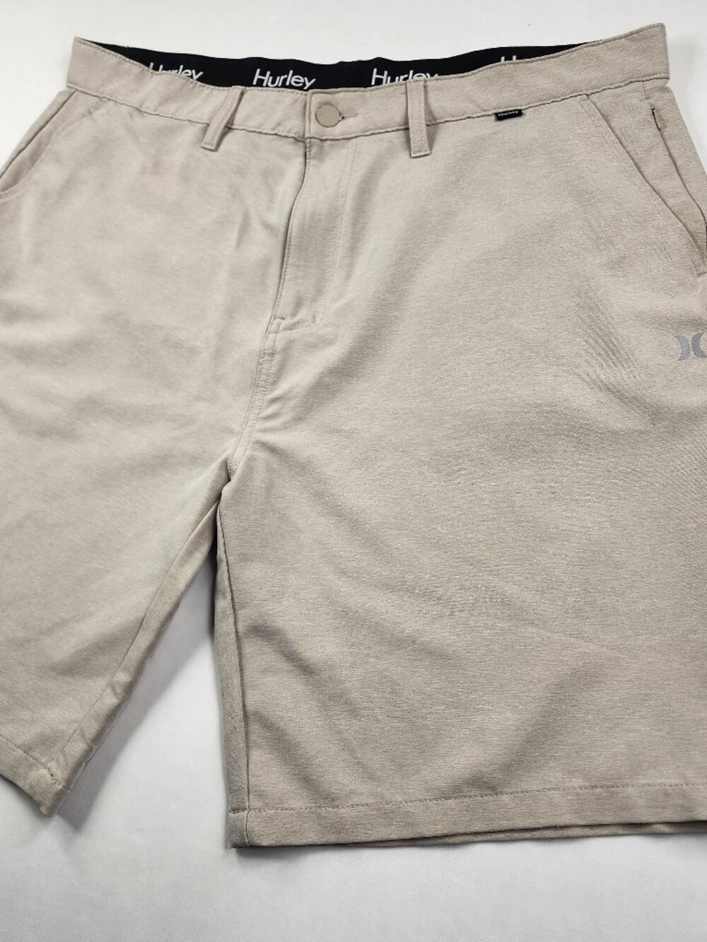 Hurley Mens 40 Beige White Hybrid Shorts Stretch Performance Quick Dry EX